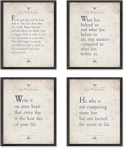 Miniatura 1 de Ralph Waldo Emerson Quote Wall Art Prints, Set of 4, Unframed, Vintage Literary Inspirational Motivational Sign, All Sizes