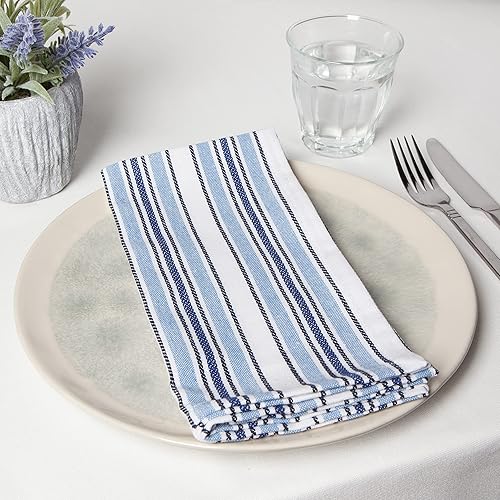 Miniatura 3 de Now Designs Second Spin Stripe Horizon, 85% algodón reciclado, 15% poliéster reciclado, 20 x 20 pulgadas de largo, juego de 4