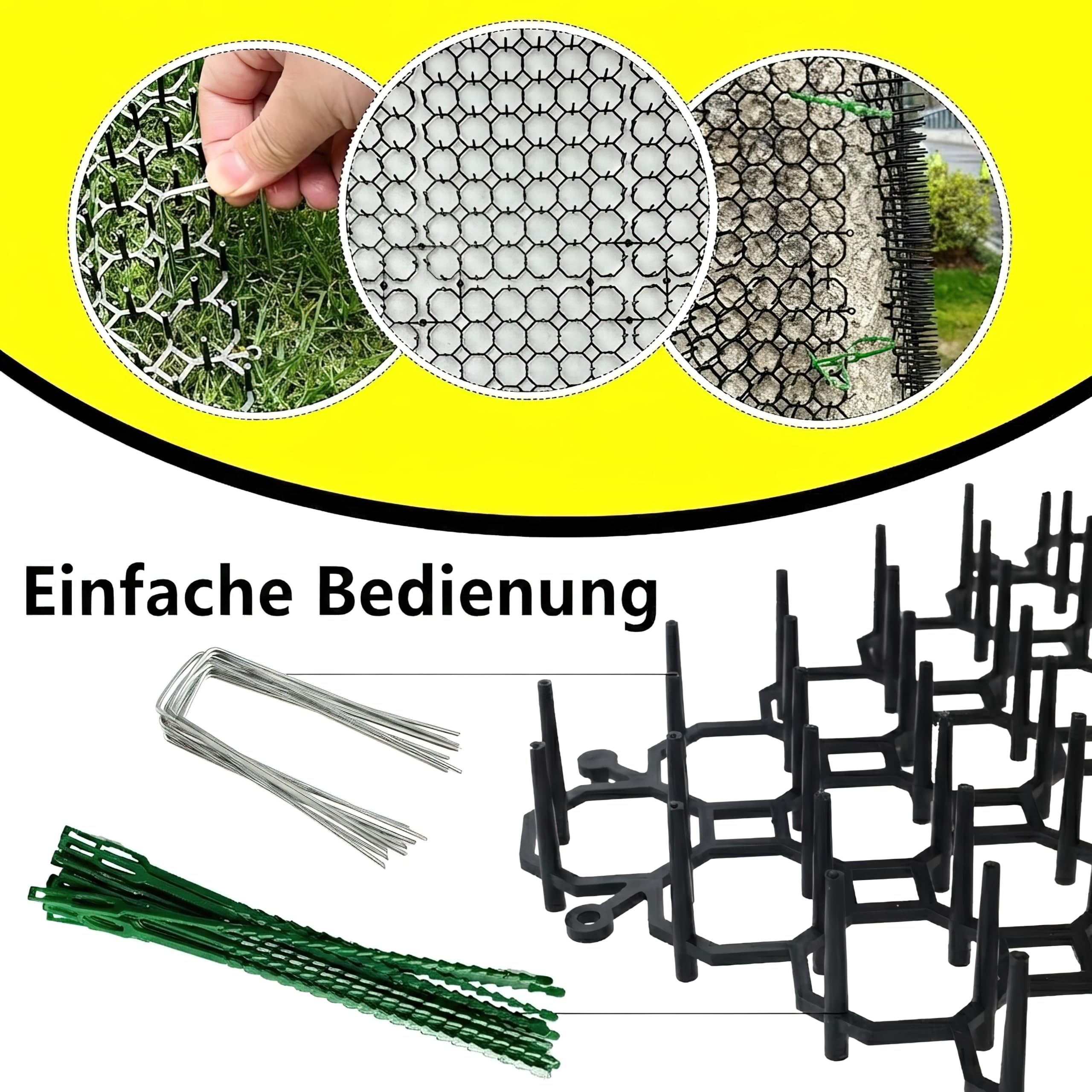 Katzenabwehrmatte – 20,3 x 15,2 cm Dornengitter gegen Katzen, 6 Stück, hält Katzen von Topfpflanzen fern, mit 8 U-förmigen Heringen, Außen- und Innenbereich, für Leintierzaun-Barriere