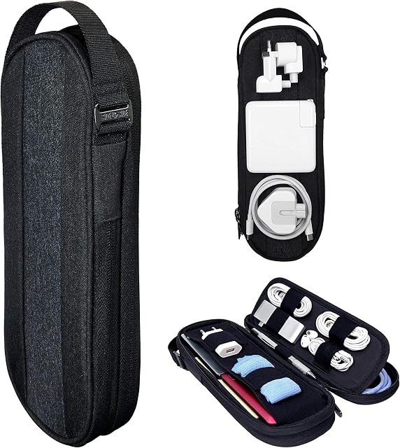 SIDE BY SIDE - Everyday Tech Pouch Organiser for Cable, Charger, Power Bank, External Hard Drive, USB C Dock - Premium Travel Essentials Bag for Adapter, Electronic Gadgets, EDC pocket.
