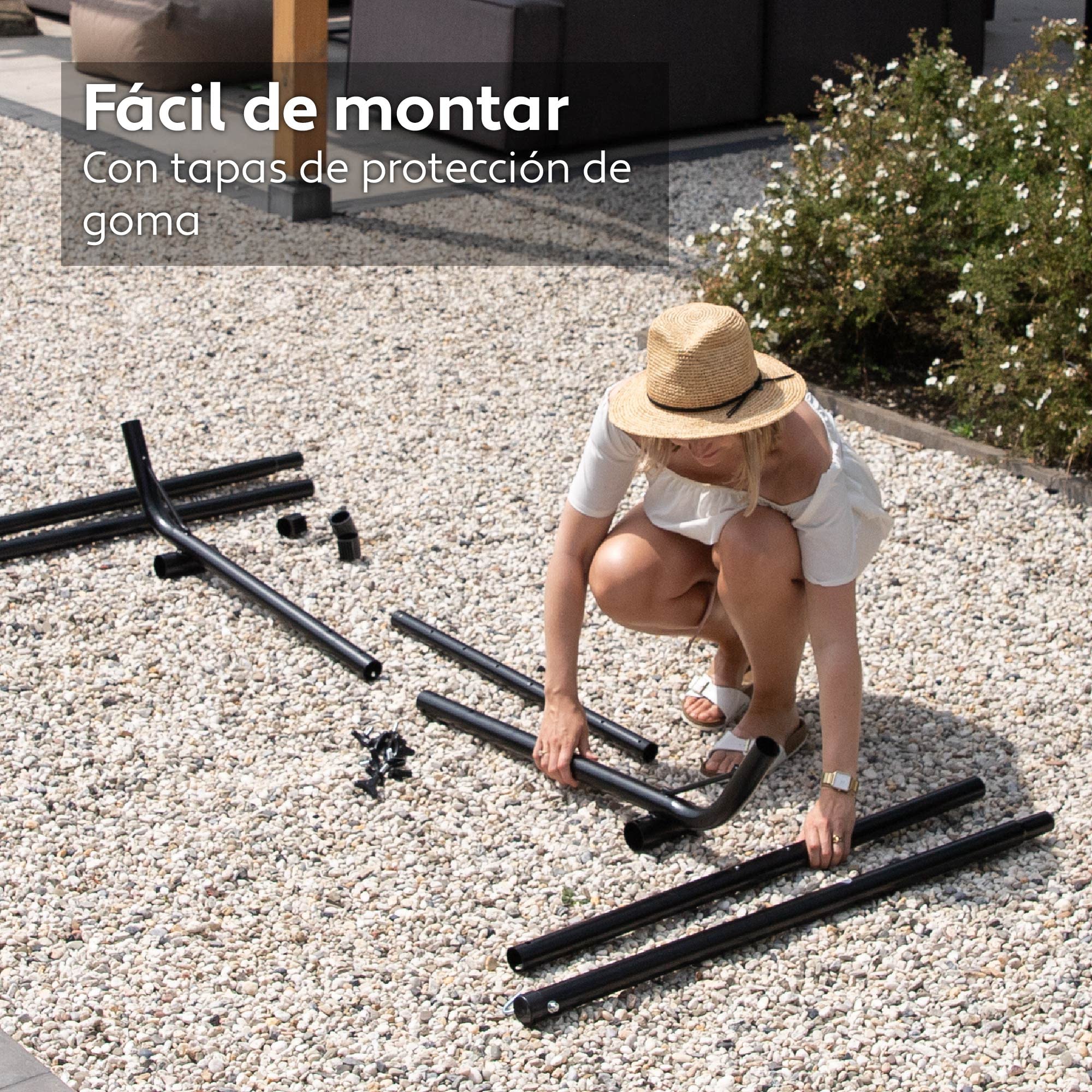 Vita5 Hamaca con Soporte – Estructura Ajustable de 290 a 330 cm – Hamaca Grande de 80% Algodón y 20% Poliéster para Jardín, Terraza, Balcón y Camping – Incluye Bolsa de Transporte