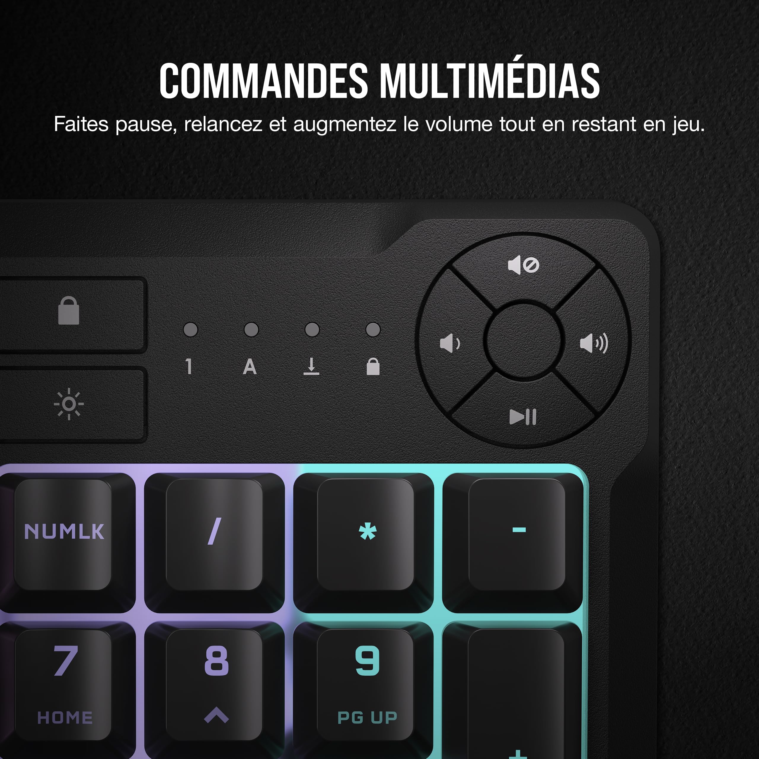 Corsair K55 Core RGB Clavier de Jeu Filaire à Membrane (AZERTY FR) – Noir | Commutateurs Réactifs, Résistance Aux éclaboussures, Ten-Zone RGB, Touches Multimédia, Compatible iCUE, PC, Mac