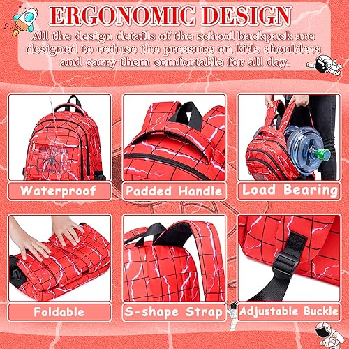 Miniatura 5 de FunnyGifts Mochilas para niños y niñas, mochila escolar para escuela primaria y preescolar para niños de 4, 5, 6, 7, 8, 9, 10, 11, 12