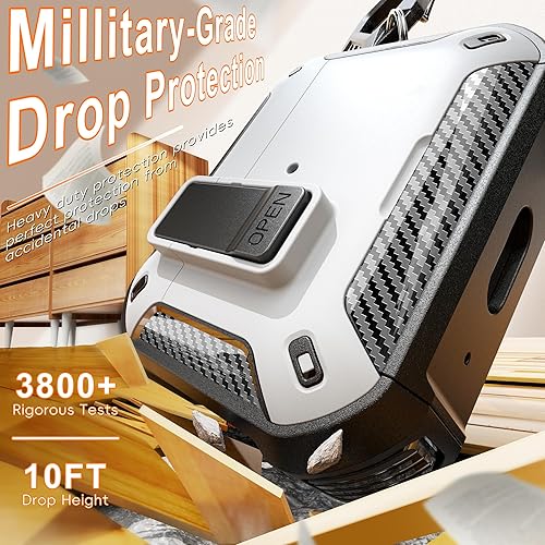 Miniatura 4 de R-fun Funda para AirPods Pro 2 con kit de limpieza, elementos de fibra de carbono, a prueba de caídas militares, soporte para teléfono y base