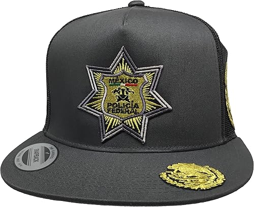 Policia Federal Zacatecas Mexico Logo Federal 3Logos Sombrero Gris Oscuro Malla, Gris-oscuro