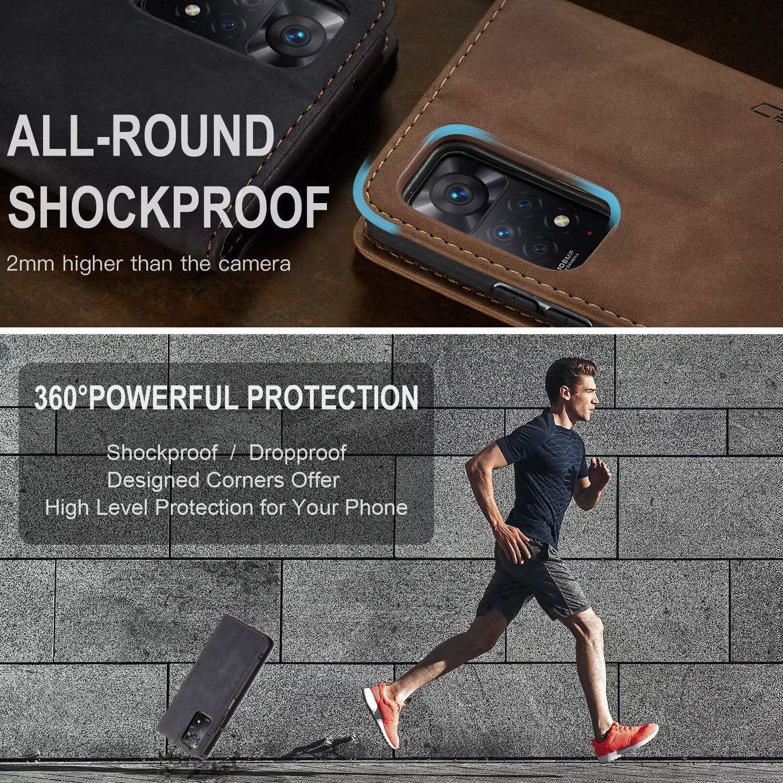 Custodia Portafoglio In Pelle PU Per Xiaomi Redmi Note 11 Pro / Note 12 Pro 4G – Con Chiusura Magnetica E Supporto, Colore Marrone