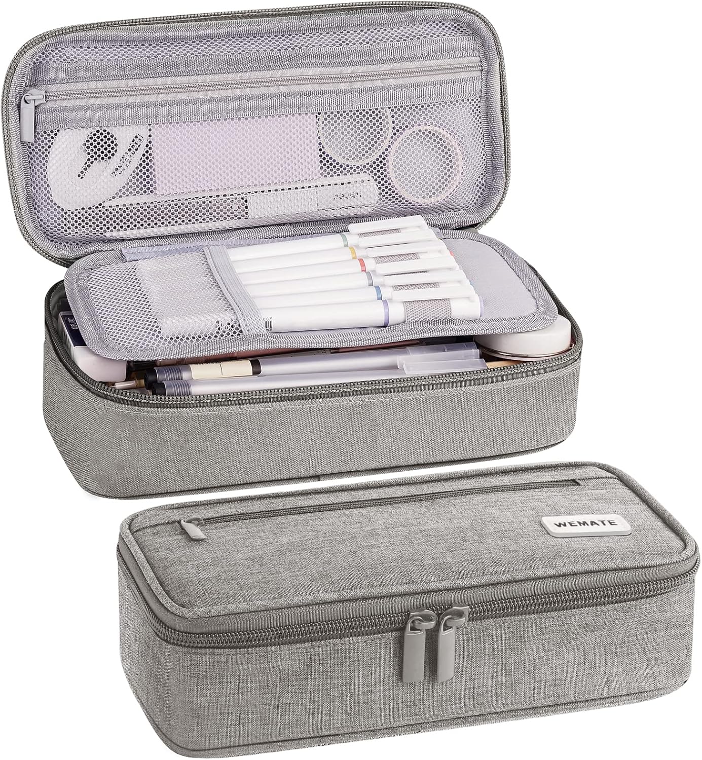 WEMATE Large Pencil Case, Pencil Pouch with Zipper Compartments