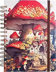 Sketchbook para Desenho Casa-Cogumelo A5 21x15 cm, Capa Dura Espiral, 50 folhas/ 100 páginas 240g - bloco para marcadores e mixed media, resistente a sangramento, caderno para pintura artística, caderno sem pauta, Desenho Artístico Profissional Esboço