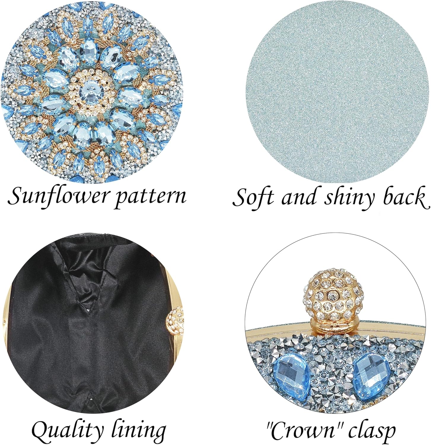 Rhinestone Clutch Purses for Women Evening Wedding Formal Round Pearl Clasp Handbag for Party Prom - Image 4