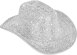 INOGIH Women Fringe-Rhinestone Western-Cowgirl-Hat Tassel-Decor Cowboy-Fedora-Hat for Party Music Festival（M
