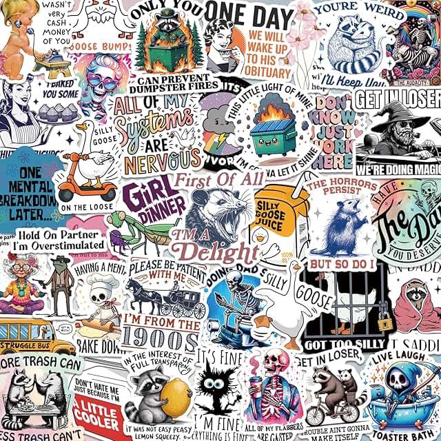 200 PCS Funny Holographic Stickers for Adults