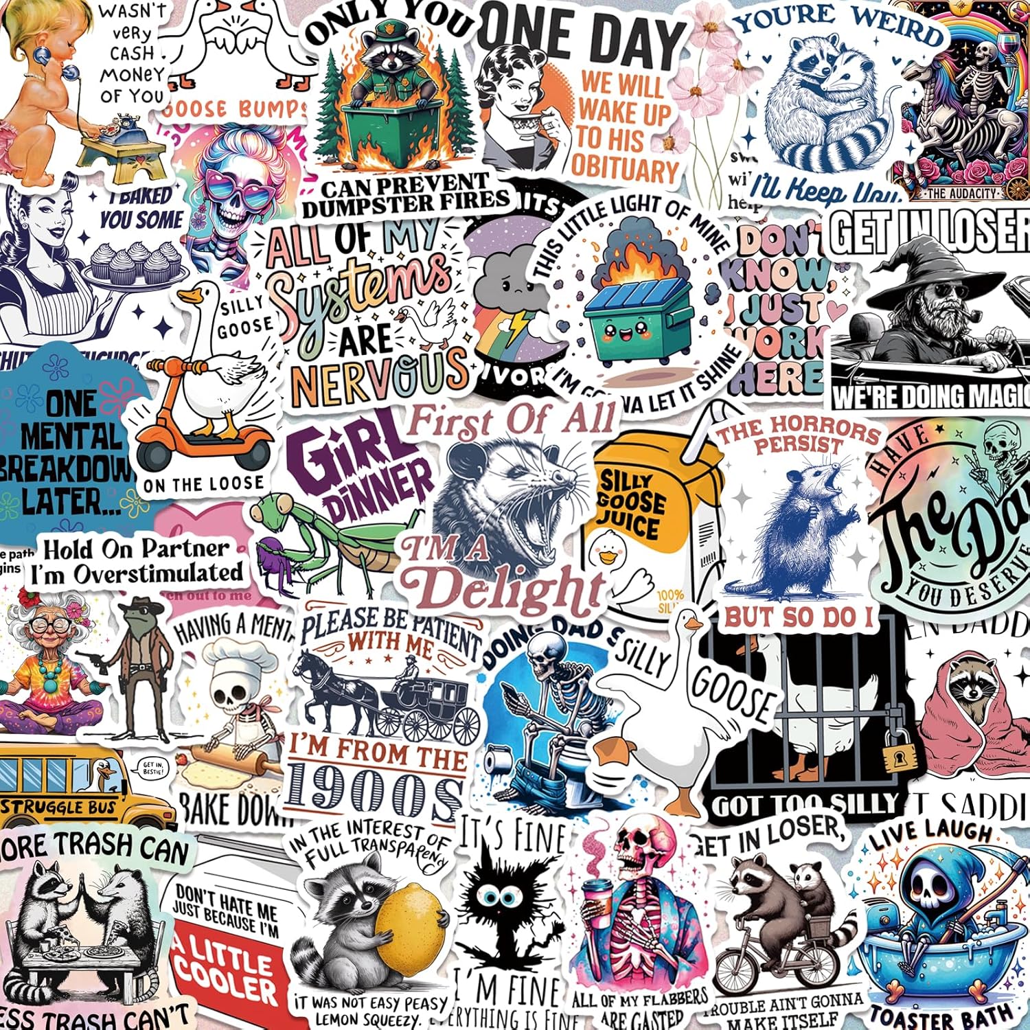 200 PCS Funny Holographic Stickers for Adults Waterproof Vinyl Sarcastic Meme Decals for Laptop Water Bottle Phone Kindle