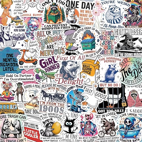 200 PCS Funny Holographic Stickers for Adults, Waterproof Vinyl Sarcastic