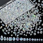800 Pcs perles de cristal en vrac, verre clair, AB Couleur facettée, circulaire, Rhombus, carré, formes de gouttelettes d'eau, 4-13mm Tailles, Transparents, Perles molles pour la fabrication de bijoux, DIY Artisans et artisans