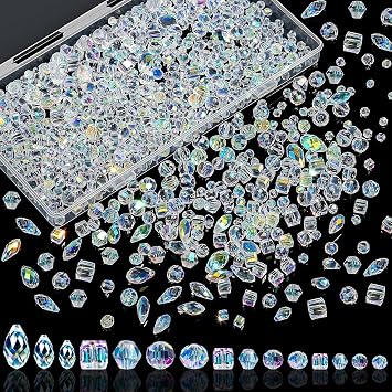 Crystal Beads, 800 Pcs Crystal Glass Beads Bulk for Jewelry Making