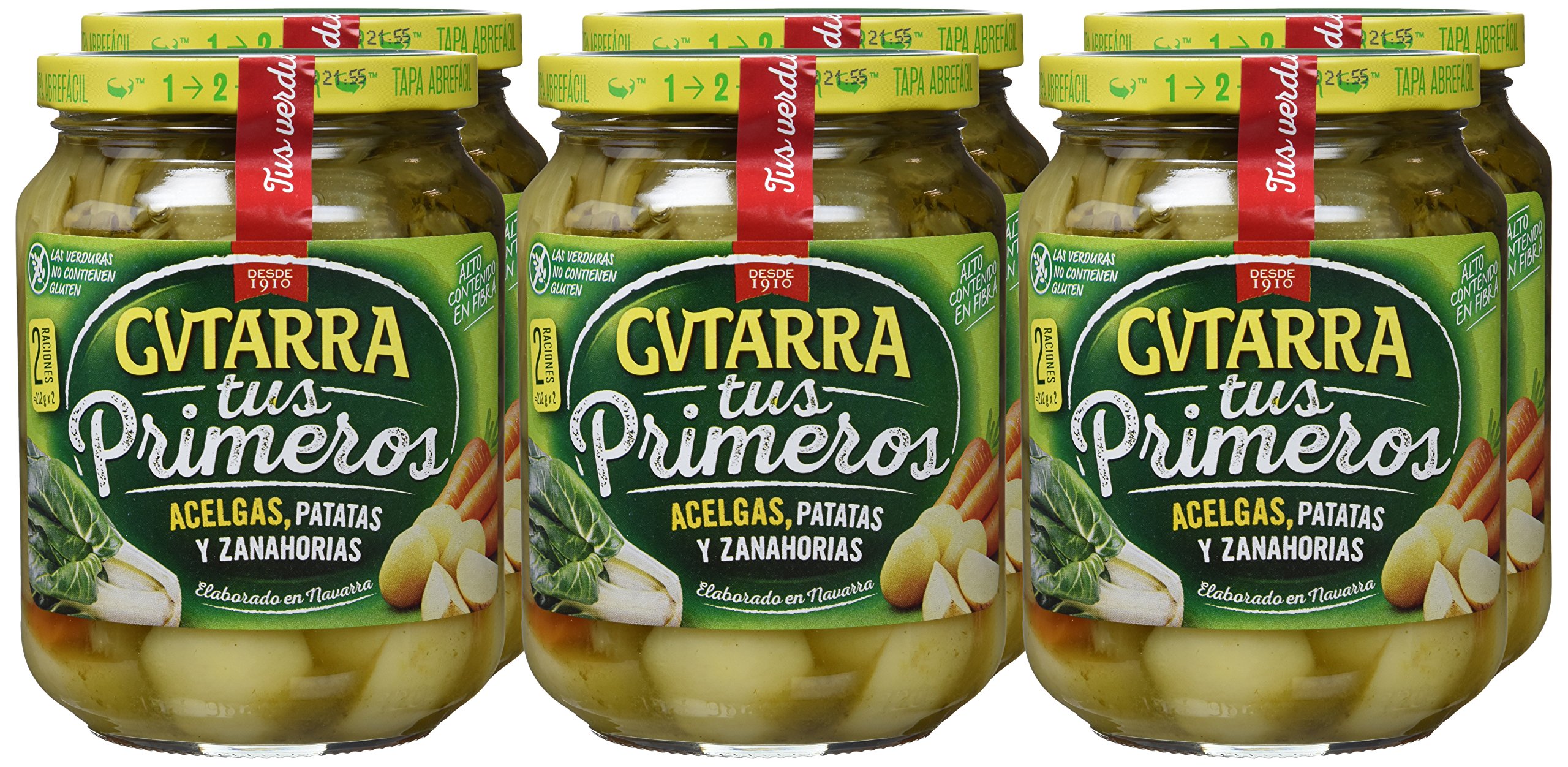 Gvtarra Tus Primeros Acelgas, Patatas y Zanahoria Verdura - Paquete de 6 x 400 gr - Total: 2400 gr