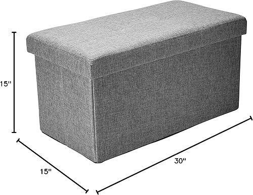 Miniatura 2 de Simplify Otomana de almacenamiento plegable doble de lino sintético (F-0637-gris) Gris,Natural