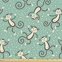 Vista 110 de Ambesonne Tela de Mariposas por Yarda, Patrones de Mariposas Estacionales Alegres Selva Tropical Naturaleza Salvaje Ilustración, Tela Decorativa