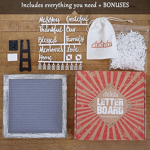 Miniatura 2 de MAINEVENT - Juego de tableros de fieltro intercambiables con marco de madera de 10 x 10 pulgadas , 374 letras incluyendo Emojis, gancho de pared,