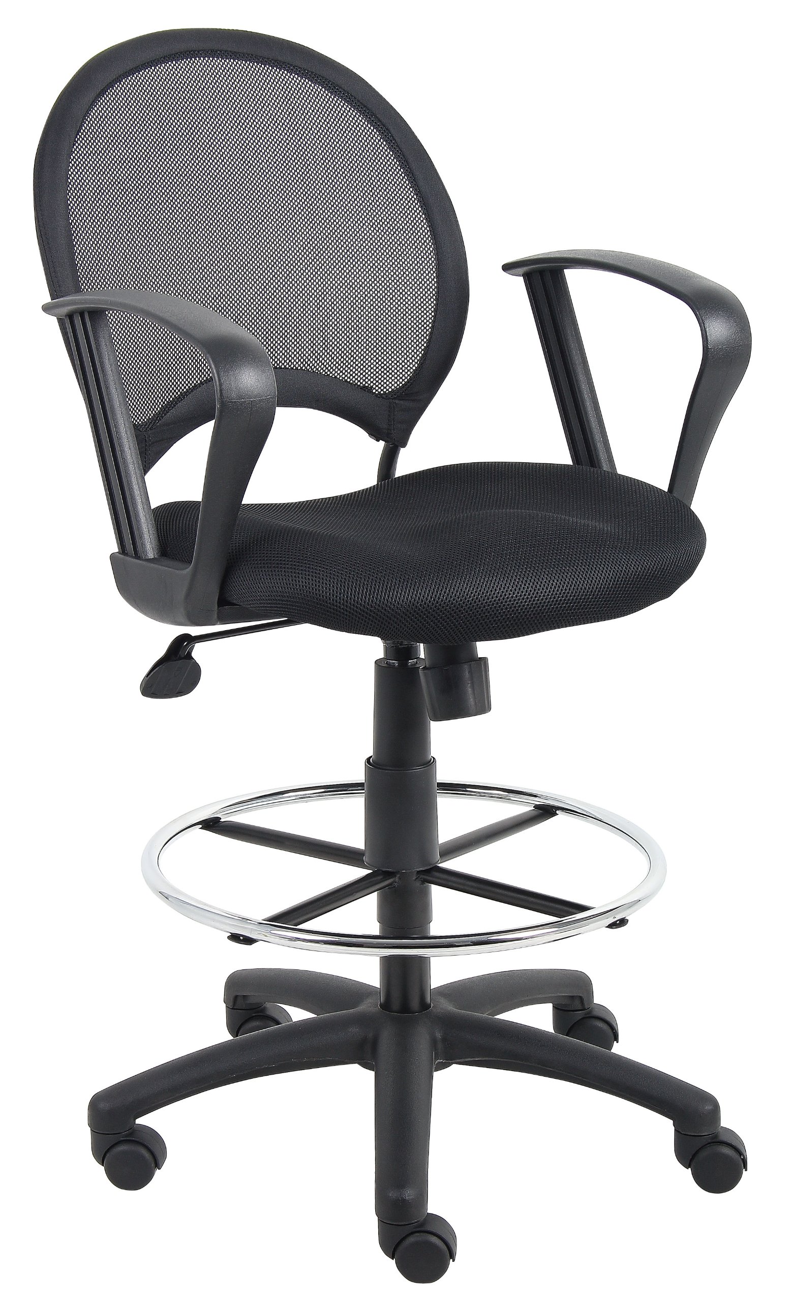Boss Office ProductsB16217 Mesh Drafting Stool with Loop Arms in Black