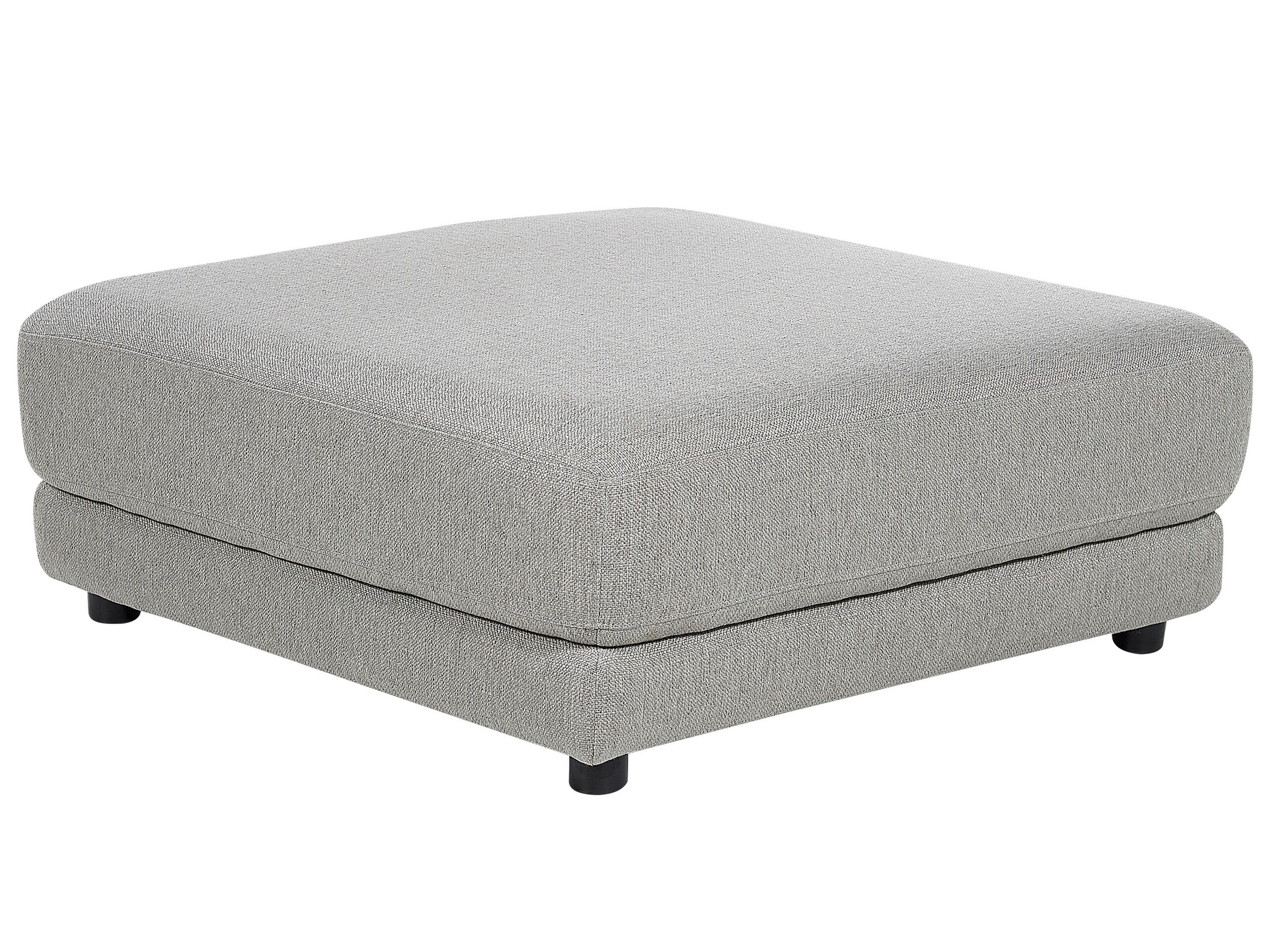 Beliani Classic Fabric Upholstered Ottoman Sofa Element Square Footstool Polyester Padded Light Grey Sigtuna