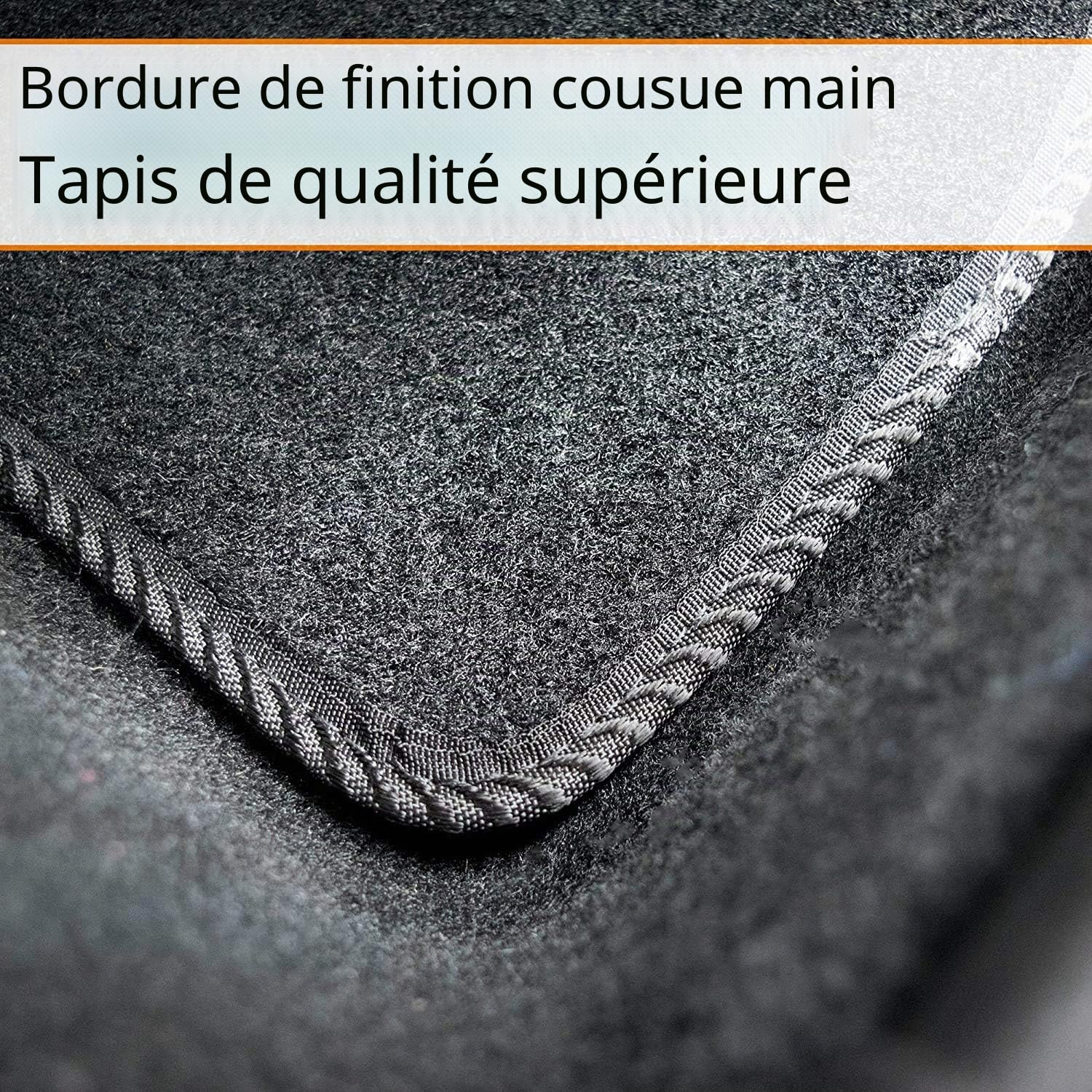 Tapis de voiture sur mesure pour Hyundai Tucson 2021-2025 hybride - Lot de 4 tapis de sol noirs avec bordure noire et 2 clips de sécurité