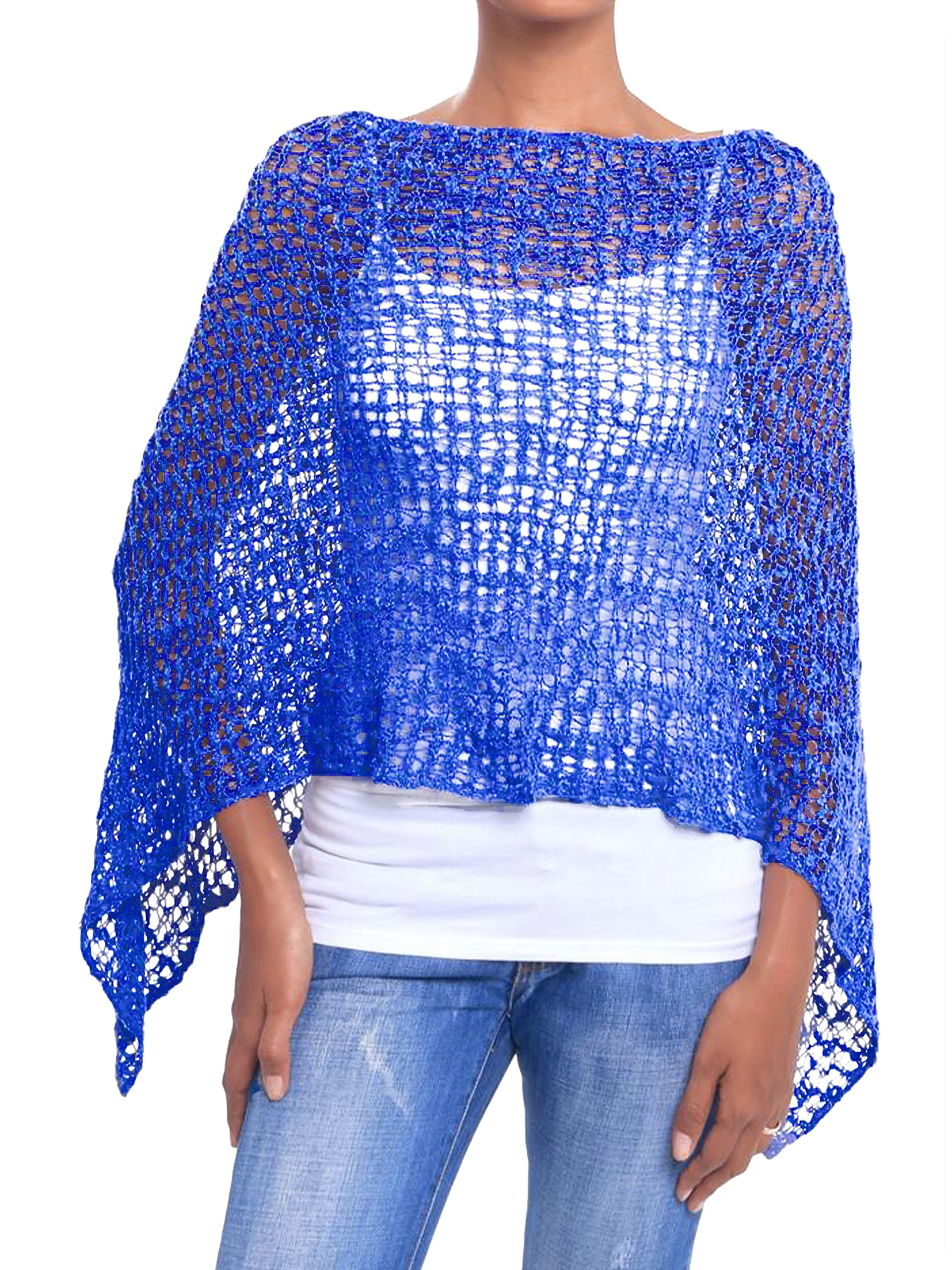 JOPHY & CO. Poncho de mujer de red efecto de punto, abrigo de ganchillo de verano y primavera, ligero y suave (cód. 1511)