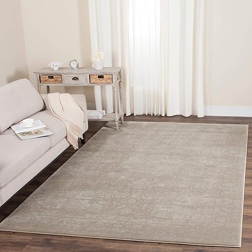 SAFAVIEH Carnegie Collection - Alfombra de área de 8 x 10 pies, color beige claro y crema, diseño vintage envejecido, no desprende pelusa y de fácil