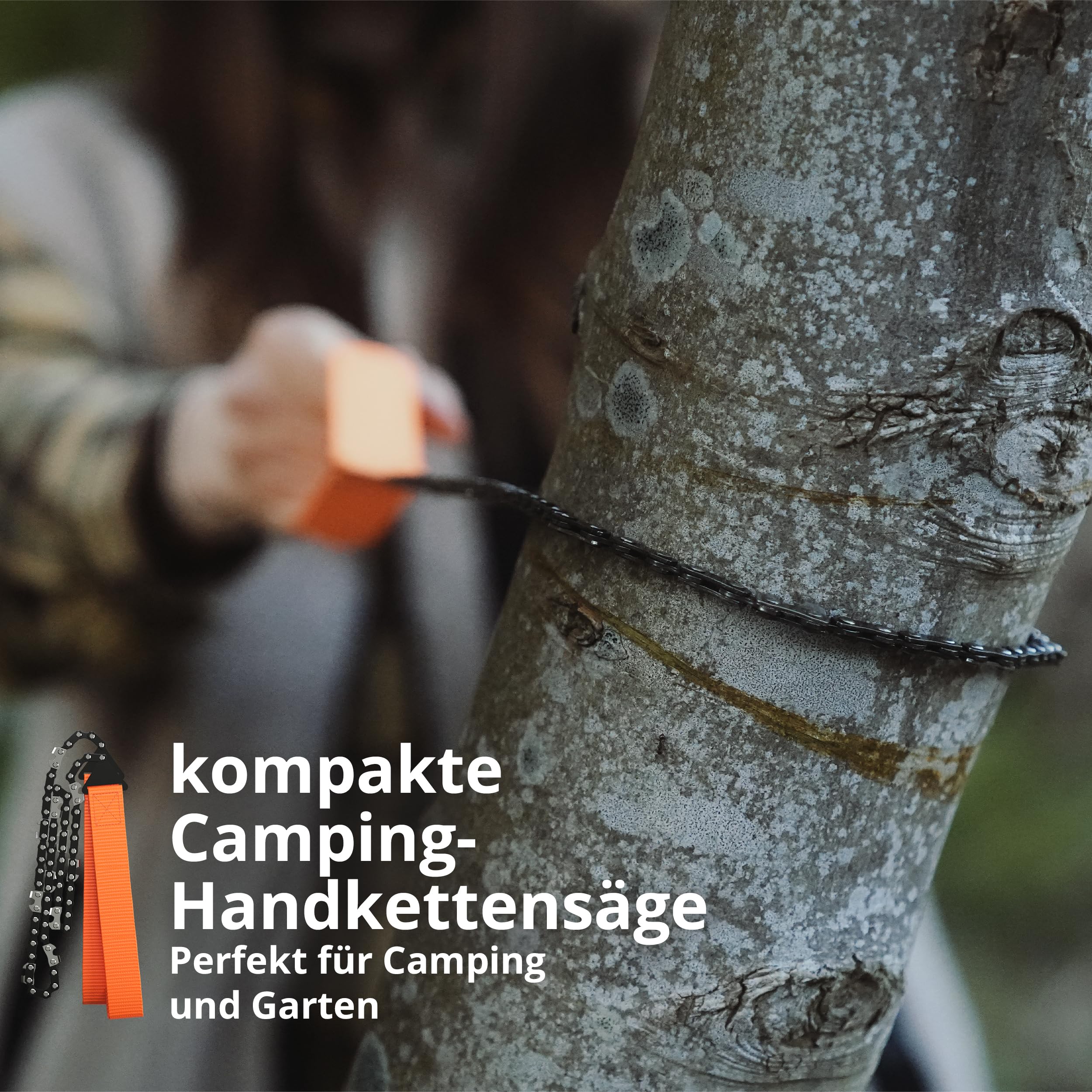 EVOCAMP Handkettensäge mit 33 Kettengliedern - Bushcraft Ausrüstung - kompakte und faltbare Camping Säge 65 cm mit einer Tasche - Ausrüstung für Camping (1 Stück)