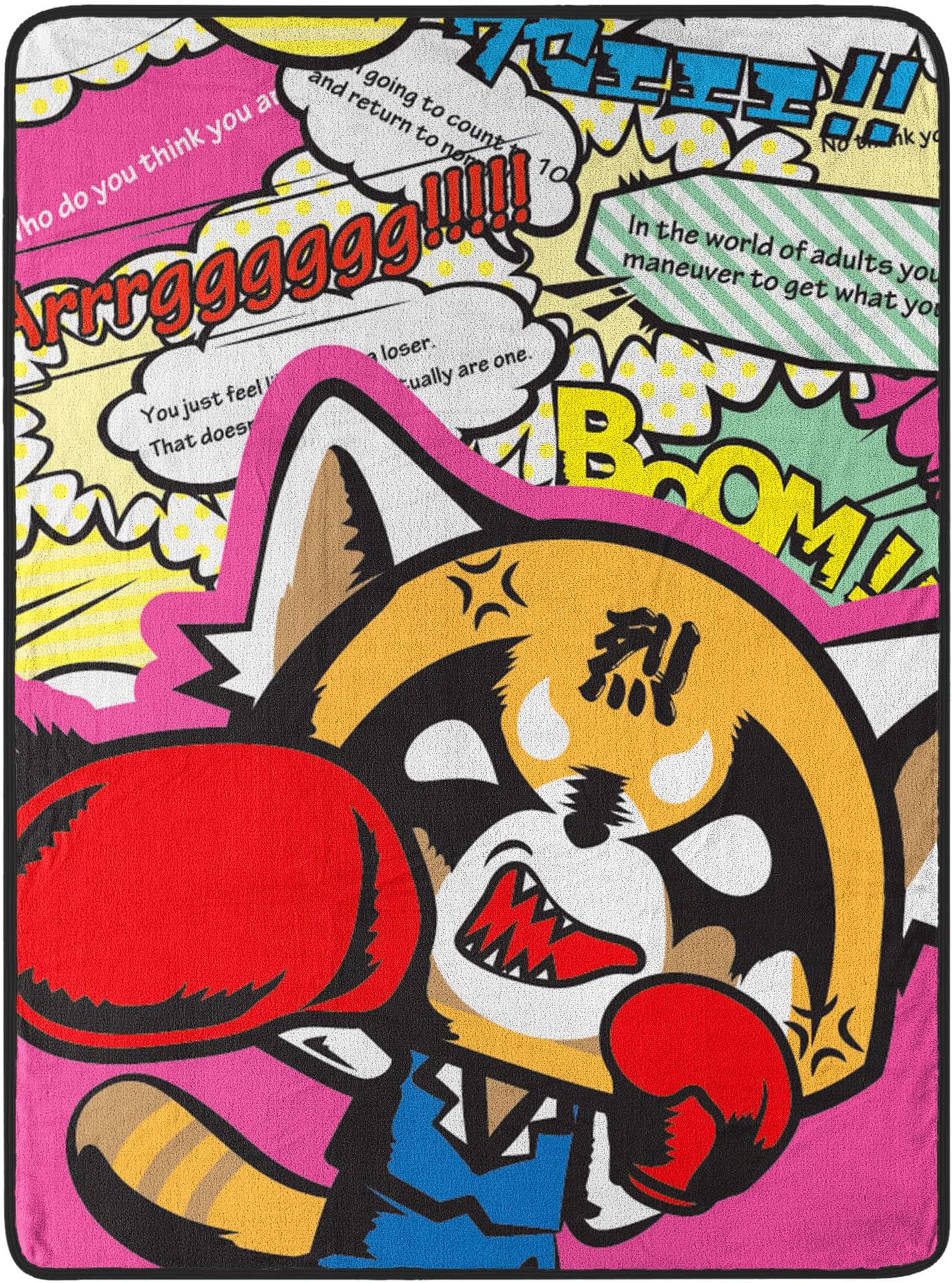 Northwest Aggretsuko Micro Raschel Throw Blanket, 46" x 60", Boom