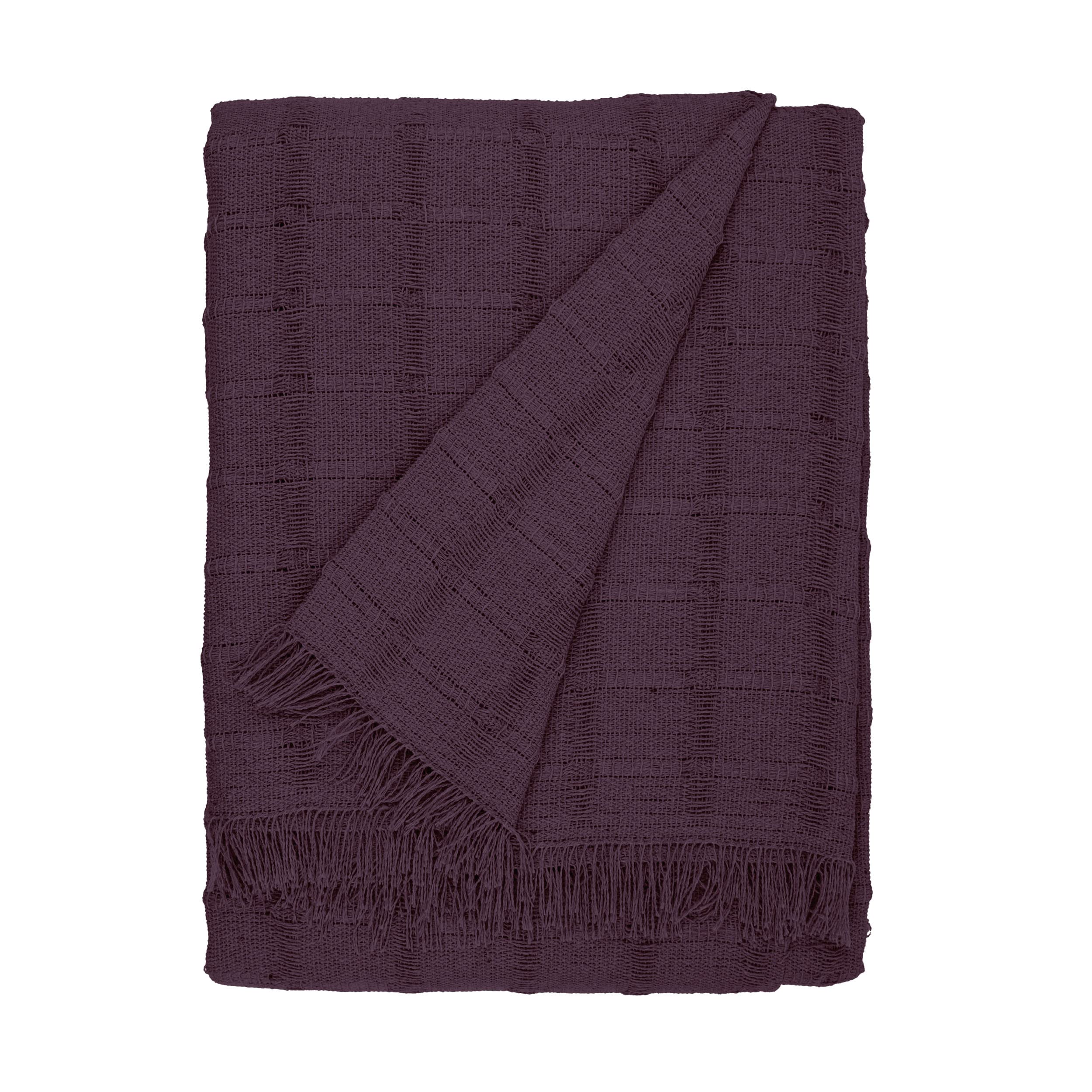 HOMEYA - Colcha Multiusos Sofá, Sobrecama Bordado con diseños Elegantes, Plaid para Cama de Algodón y Poliéster (Cuadro Ciruela 125X180CM)