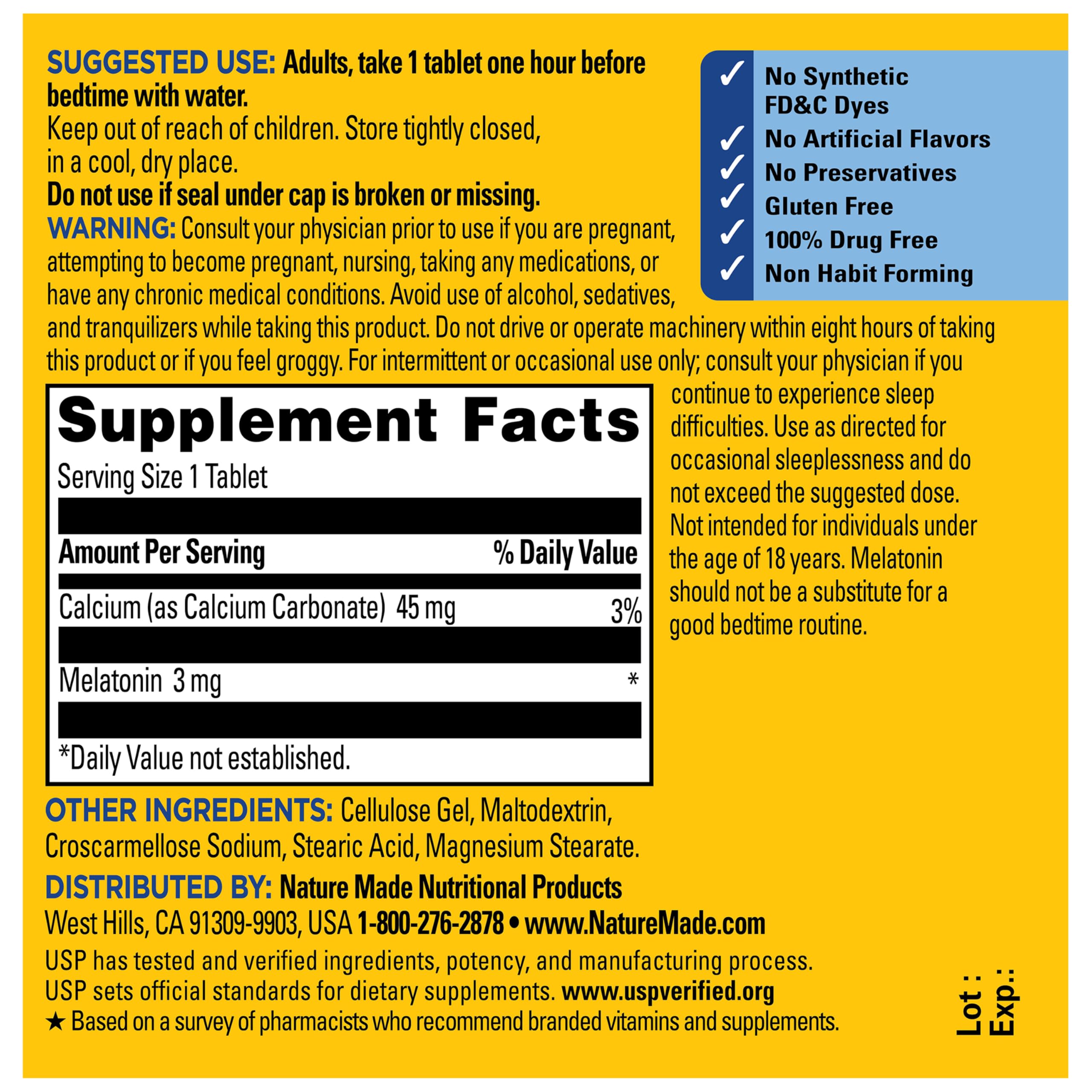 Nature Made Melatonin 3mg Sleep Aids for Adults, 240 Tablets — Amazon image 7