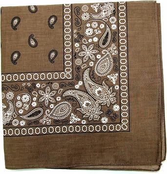Kaiser Novelty Bandanas Paisley Cotton Bandanas Brown 22 X 22 in