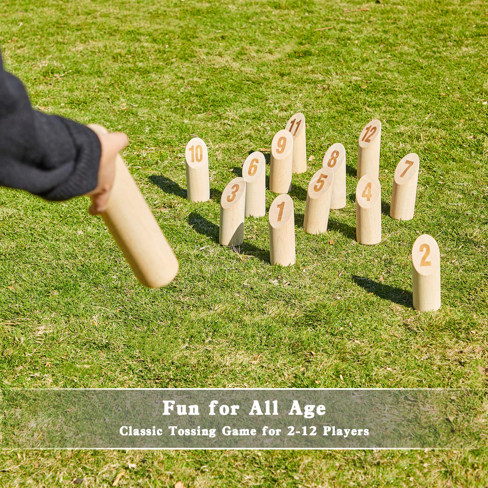 Olsa Wooden Throwing Game Set, Numbered Block Tossing Game with