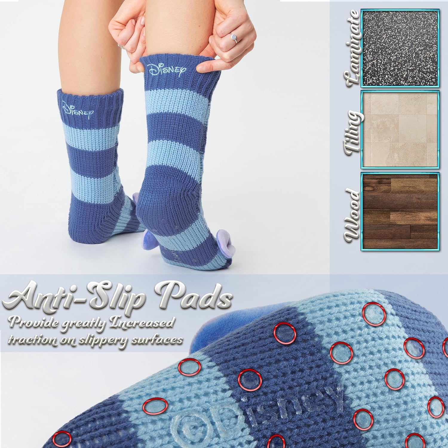 Disney Socks for Women Teens, US Size 4-9, Non Slip & Fluffy Fleece Slipper Socks, Soft, Warm, Breathable, Gifts for Her - Image 6