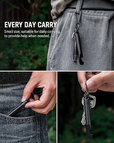 Miniatura 5 de TISUR Barra de palanca para llavero, mini herramienta EDC de titanio con abrebotellas, llavero pequeño de bolsillo para llevar todos los días