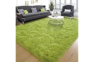 Tepook Super Soft Fluffy Grass Green Rug 4 x 6 Feet