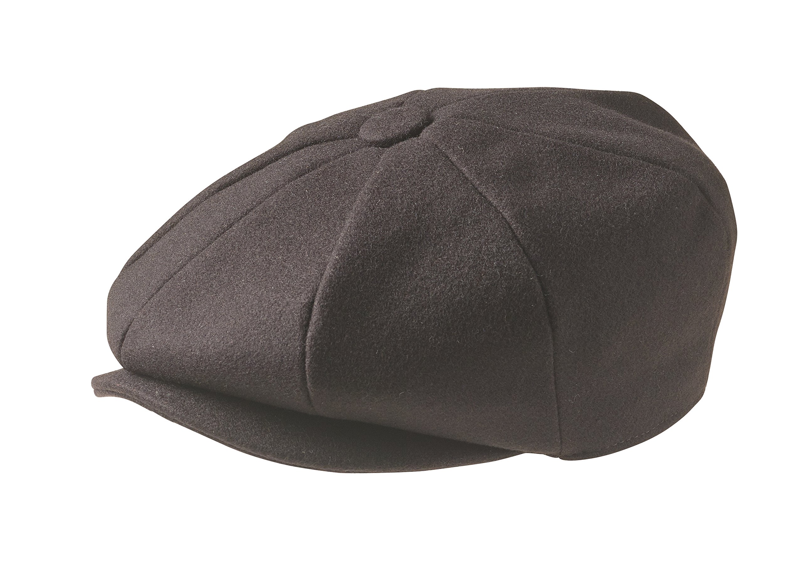 Peaky Blinders Men's Brown 8 Piece 'Newsboy' Style Flat Cap -Melton Wool Fabric