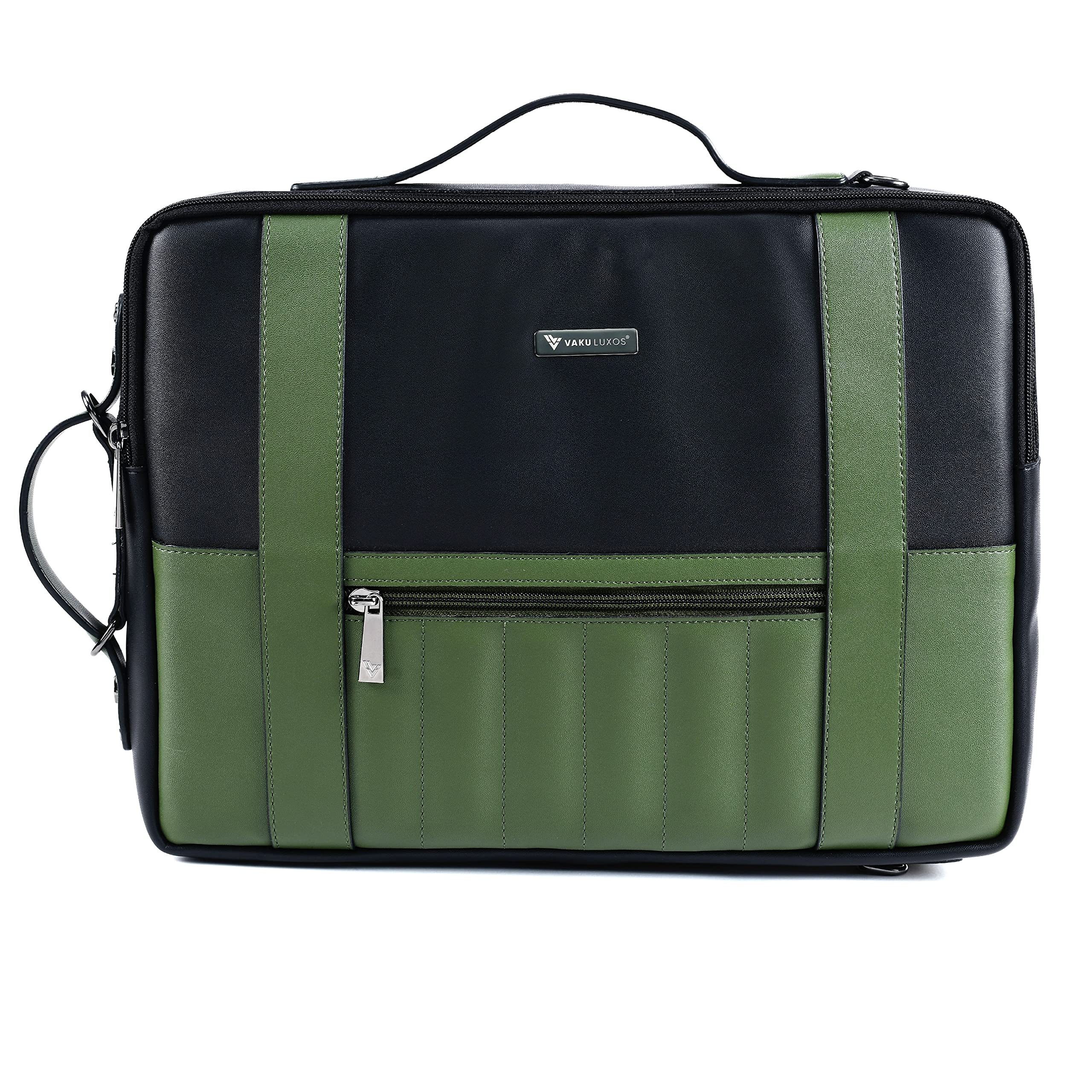 Vaku Luxos ® BARCELONA Laptop Messenger Bag| Briefcase for Men and Women with Premium Collection Sleeve for Macbook 13"|14" with highly durable Straps (Black & Green)