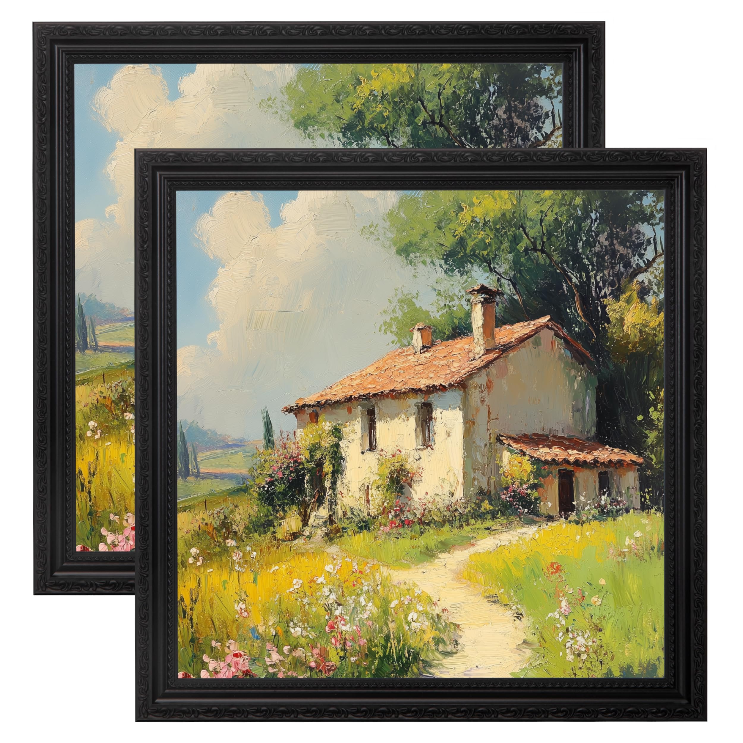 eletecpro 12x12 Vintage Picture Frame, Glass Cover, Black, 2-Pack