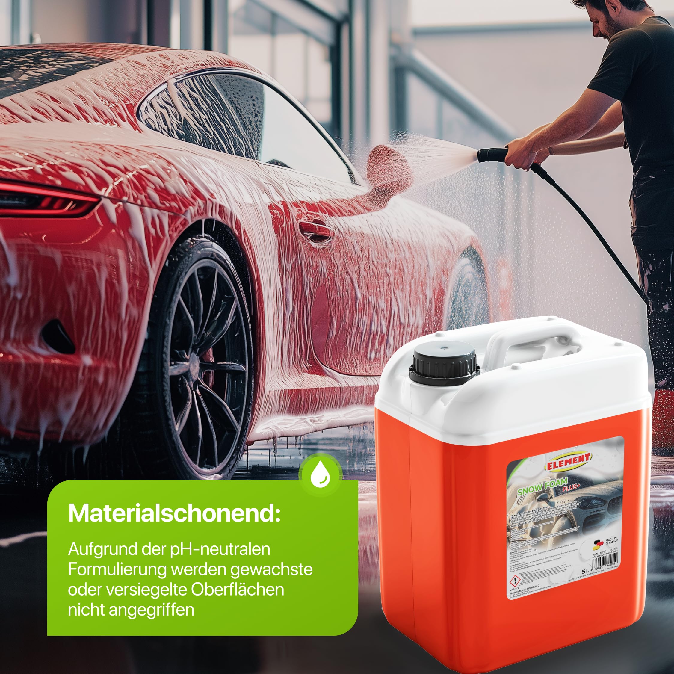 SNOW FOAM PLUS | pH-neutral | Autoshampoo | 5 Liter | Fahrzeugreiniger mit Duft | schonende Vorwäsche mit dichtem Schaum