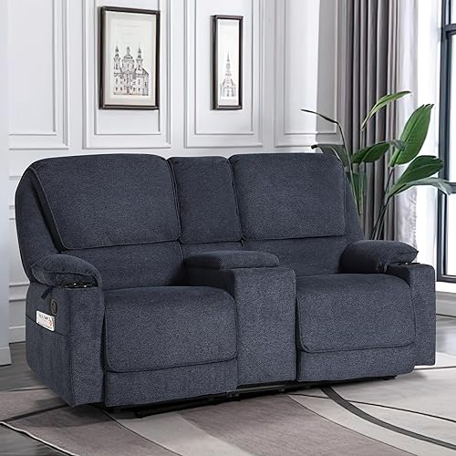 Miniatura 2 de Sofá reclinable doble de 67.9 pulgadas, sofá reclinable para caravana, soporte de pared reclinable, sofá reclinable manual, asientos de cine en