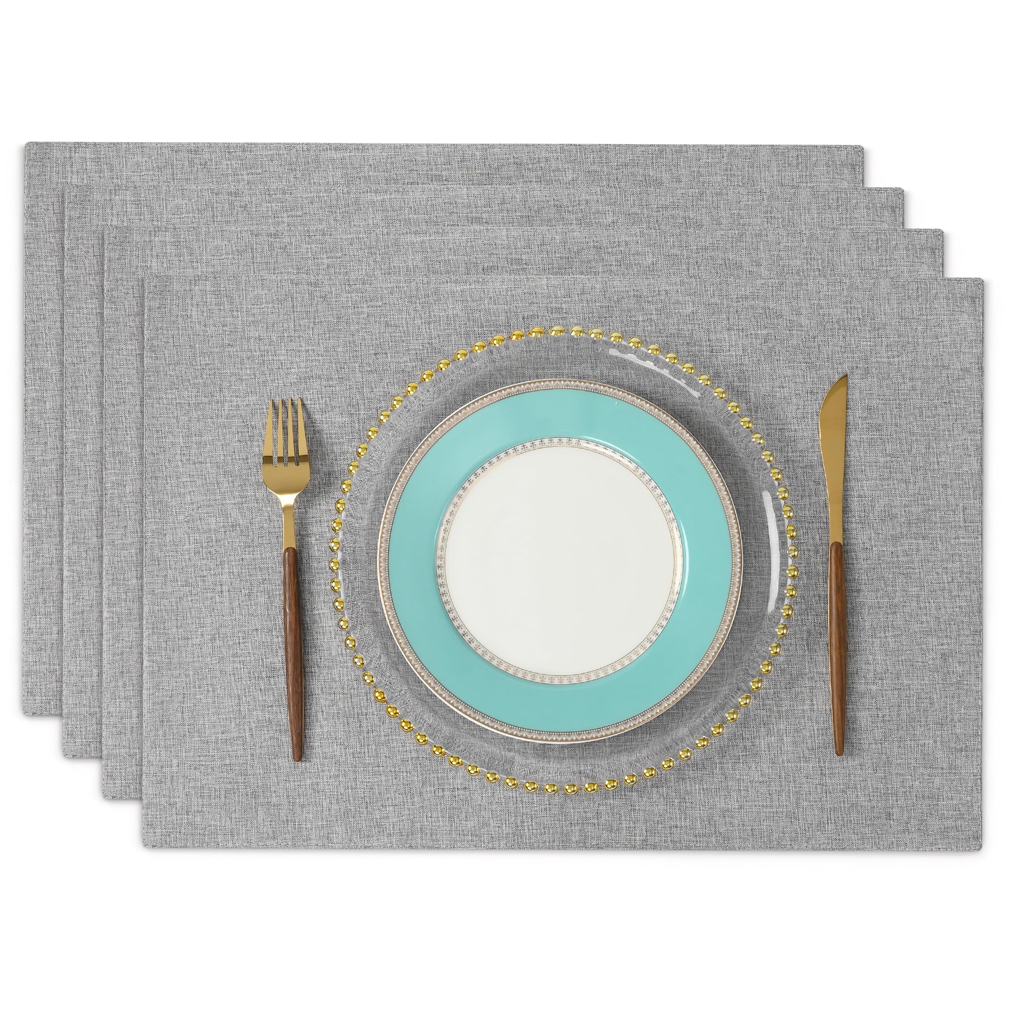Double-Layer Cotton Linen Placemats, Set of 4