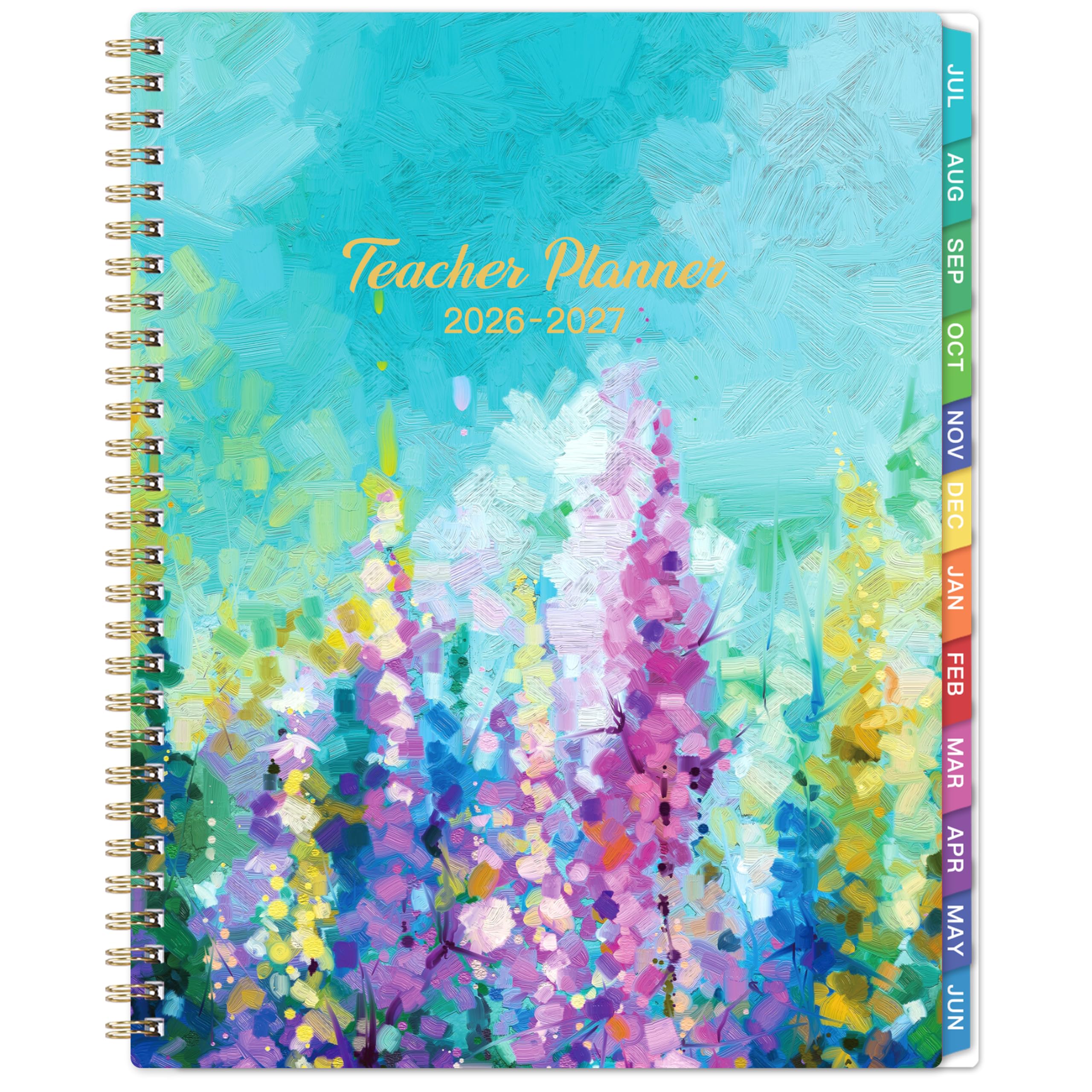 Artfan 2021-2022 Teacher Planner - Weekly & Monthly Lesson Plan Book with Hardcover, July 2021 - June 2022, 8" x 10", Academic Planner with Twin-Wire Binding for Teachers - Oil Painting