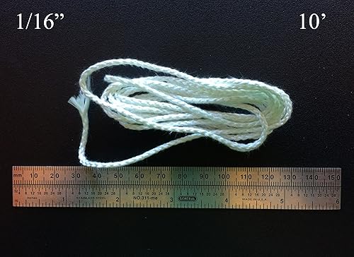 Dan's Daughters' Containers 1/16 pulgadas x 10 pies Wick It Up con mecha redonda de fibra de vidrio de 1/16 pulgadas por 10 pies de largo, lámparas