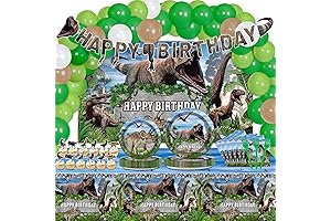 Dinosaur Party Supplies Set for Kids, 189Pcs Jurassic Park Decorations Plates Cups...