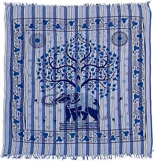 Domum Mandala Tapestry 100% Cotone dall'India 210X240 cm.  Decorazione Murale con Applicazioni Multiple:Copriletto, Copridivano, Tovaglia, Pareo, Foulard, Picnic, Copriletto, Telo Mare Grande.