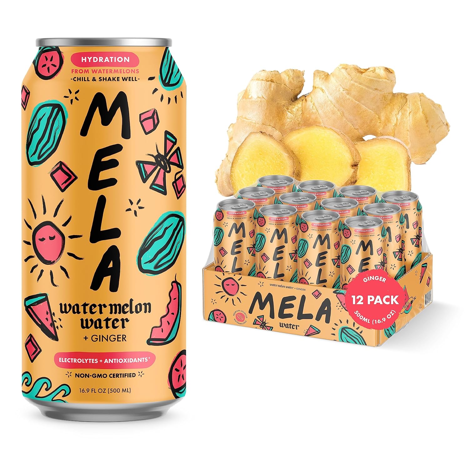 Mela Water Watermelon Juice Drink, Electrolytes & Antioxidants, Refreshing