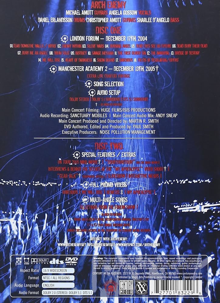 アーチ・エネミー Arch Enemy Live ライブ CD DVD Arch Enemy – Live Apocalypse – 2 x DVD (All Regions, DVD