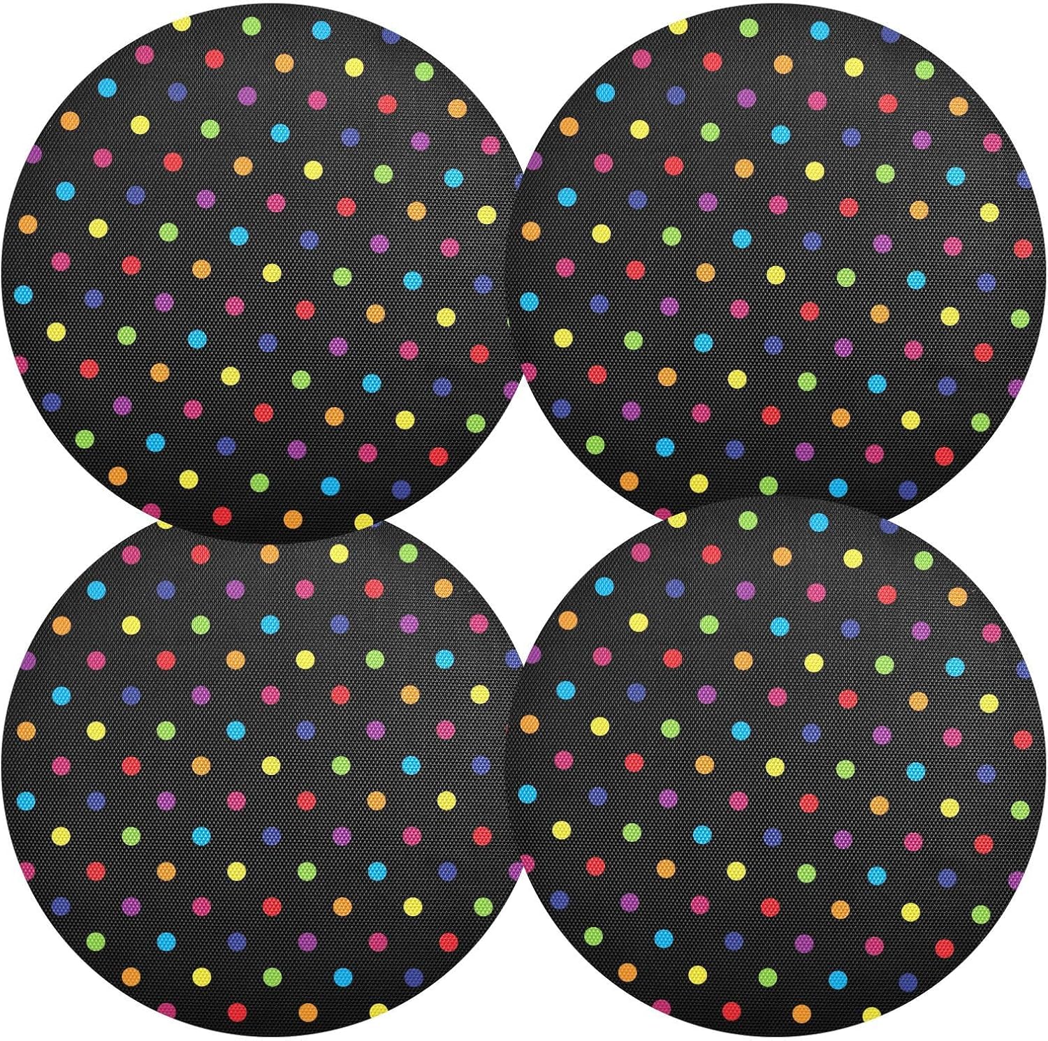Round Placemats Set of 4 Teal Turquoise Rose Flowers Kitchen Table Place Mats PVC Table Mats 15.4 Inch